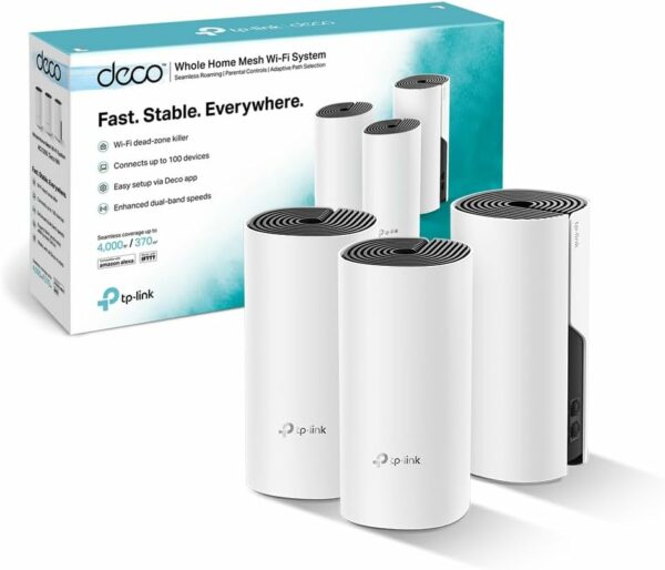 TP-Link Deco M4 WiFi Mesh, Dual Band AC1200, 2 Porte Ethernet Gigabit, Modalità Router e Access Point, 3 Pezzi