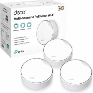 TP-Link Deco X50-PoE Router Mesh WiFi 6, AX3000Mbps Dual Band, Poe(Alimentazione Tramite Ethernet), Porta Ethernet da 2,5 Gbps, Ripetitore WiFi, Access Point, 3 Pezzi con Copertura Fino a 600㎡